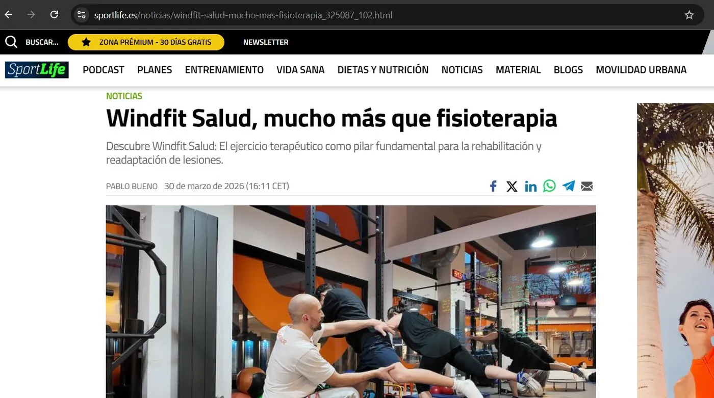 Publicacion de referencia de Windfit Salud en Sport Life