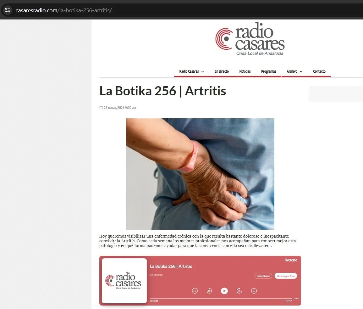 Opiniones Windfit Salud y su valoración en Radio Casares sección La Botica para Artritis